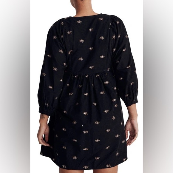 Sold Out NWT Madewell Corduroy Quilted-Bib Mini Dress in Blurred Ikat - Picture 3 of 11